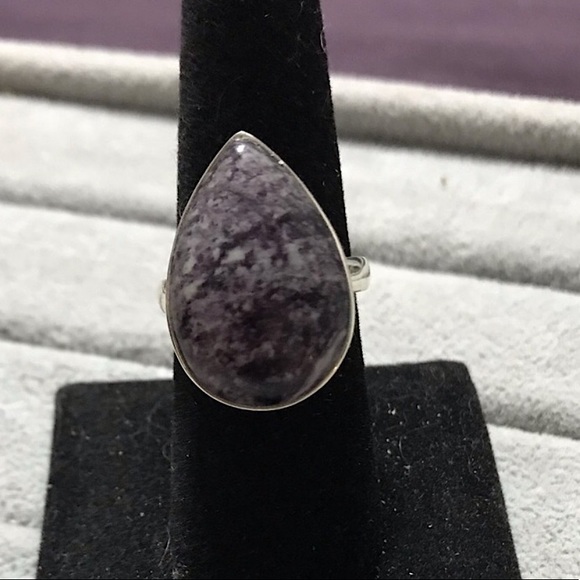 New Sterling Silver Purple Kammererite Teardrop Ring Size 8 Gemstone Kammerite - Picture 3 of 16